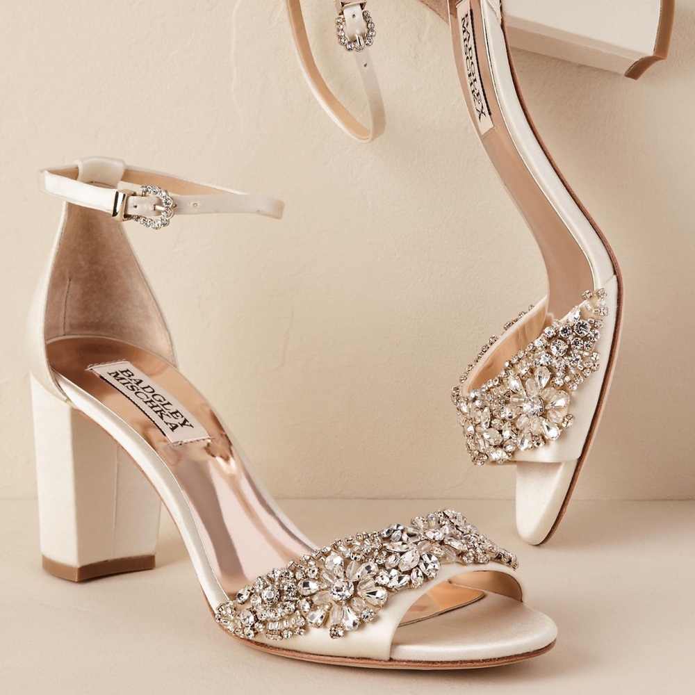 Badgley Mischka Embellished Block Heel Sandal